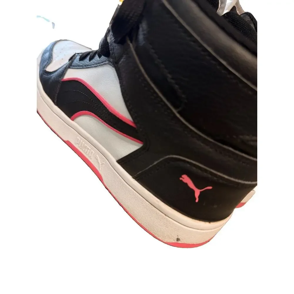 Puma Rebound Cyber Women's 9.5 High Top Sneakers Black White Pink Streetwear